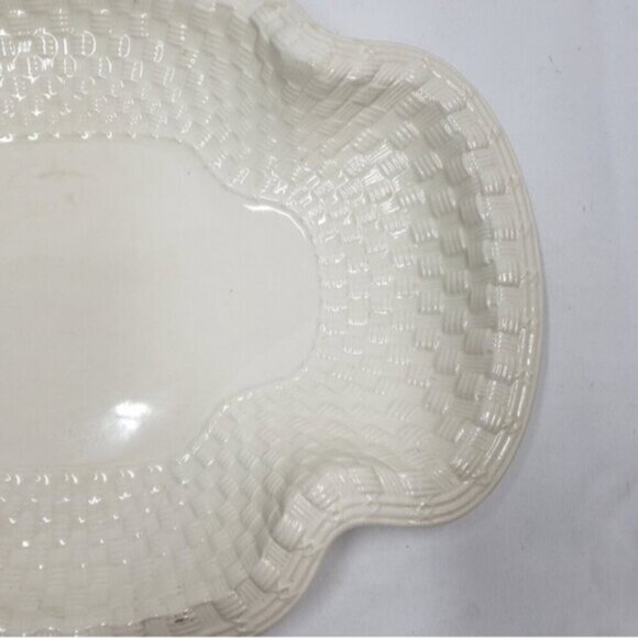 Vintage Spode Imperial Serving Platter Basket Weave Quatrefoil Ivory - Picture 3 of 16